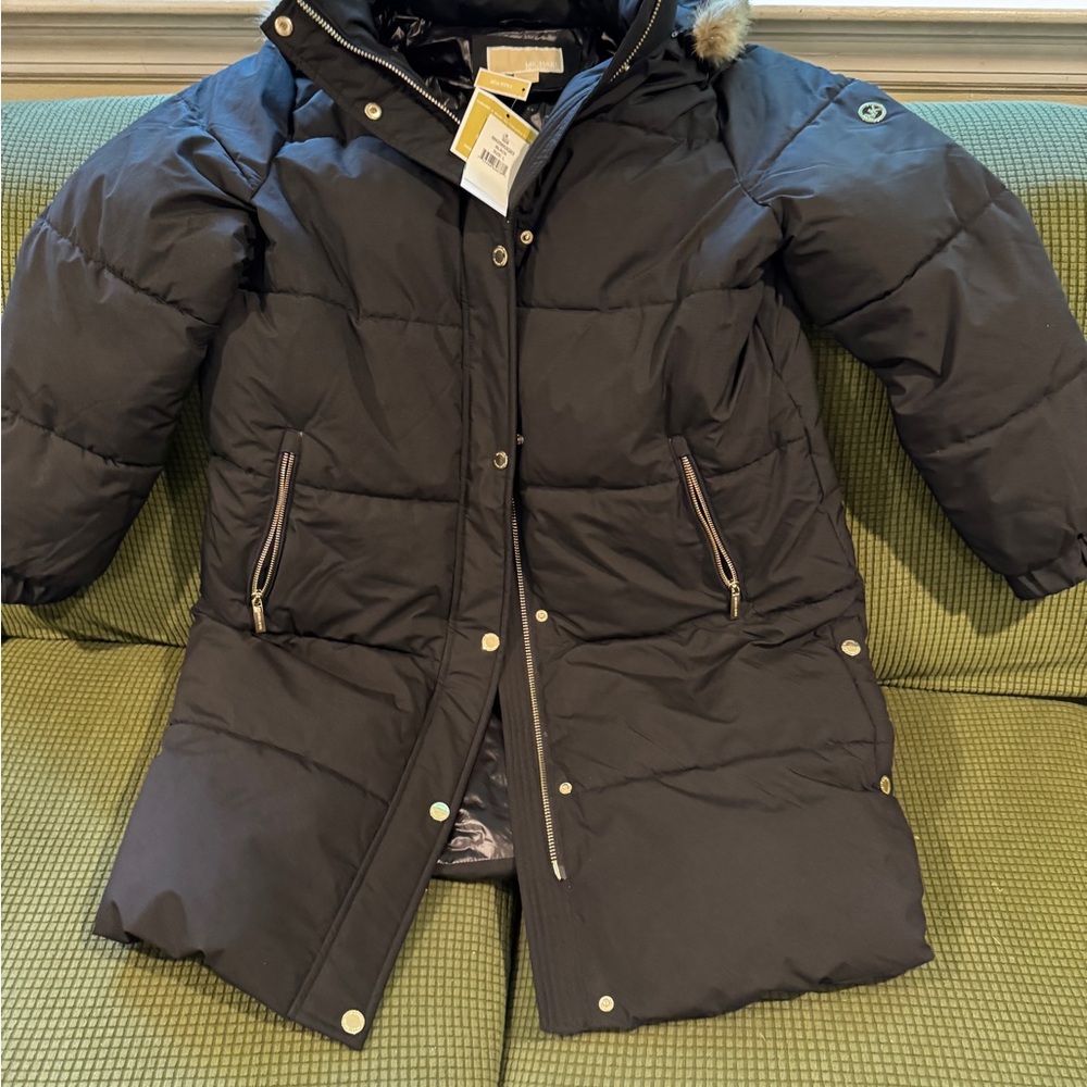 Michael Kors Black Puffer Jacket with Quilted Design